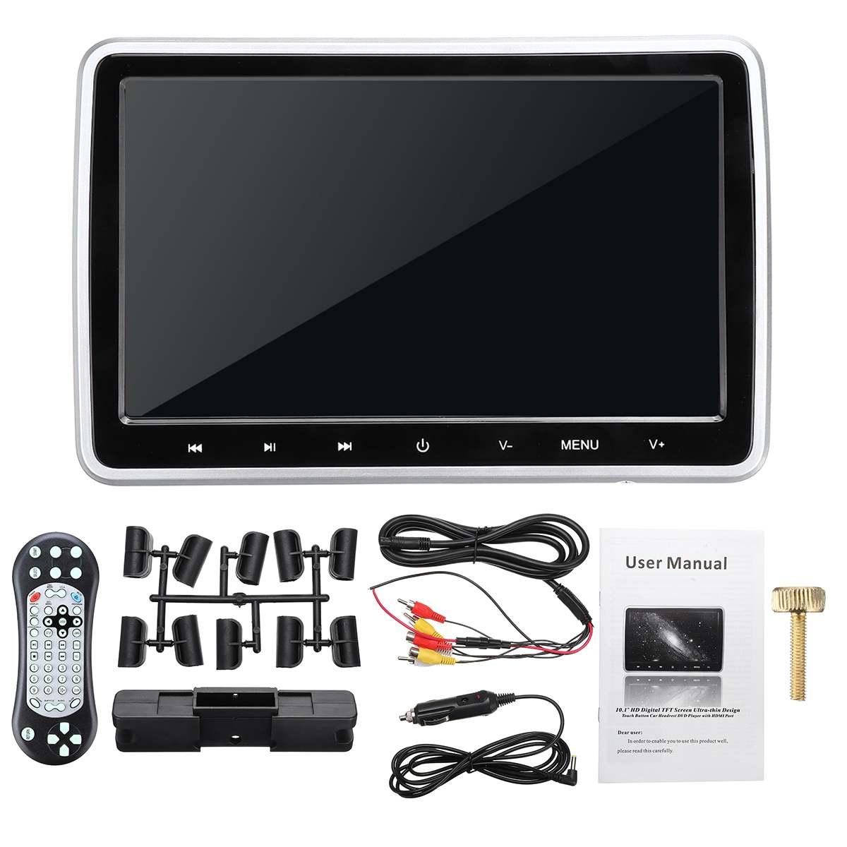 10.1 inch Car Headrest Monitor 1024x600 Multimedia MP4 MP5 Video Player DVD Player TFT HD LCD Touch Screen bluetooth/USB/FM