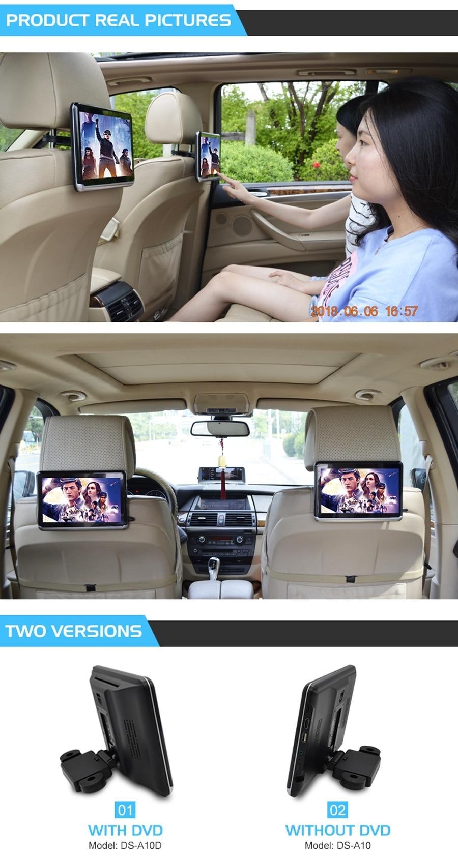 Elanmey 10.1inch android 6.0 car multimedia screen headrest monitor portable design car multifunctional video player with DVD
