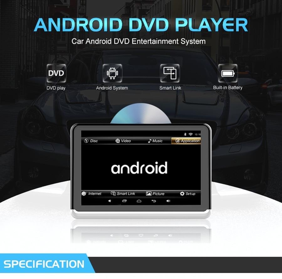 Elanmey 10.1inch android 6.0 car multimedia screen headrest monitor portable design car multifunctional video player with DVD