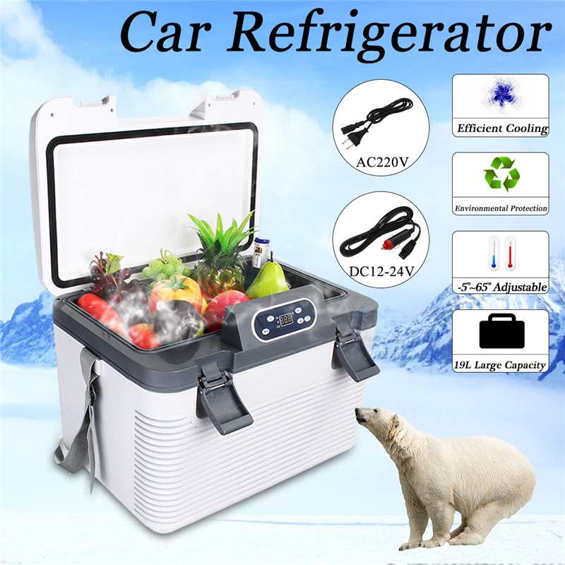 19L Car Refrigerator Freeze heating DC12-24V/AC220V Fridge Compressor for Car Home Picnic Refrigeration heating -5~65 Degrees