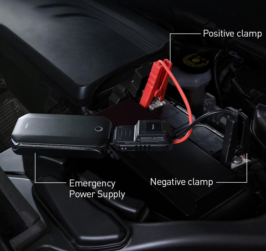 Baseus Car Jump Starter Battery Power Bank Portable 12V 800A Vehicle Emergency Battery Booster for 4.0L Car Power Starter