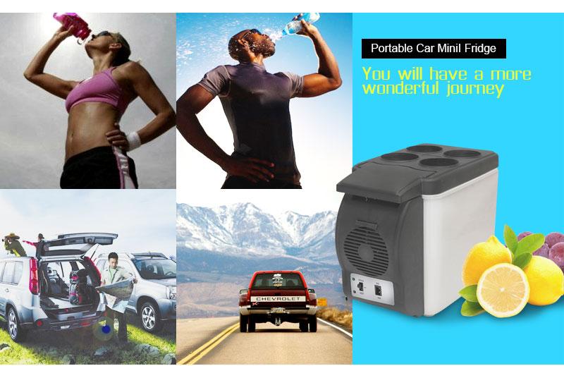 12V 45W 6L Auto Car Mini Fridge 2 In 1 Free-standing Less Noise Car Refrigerator Portable Geladeira for Cars Van Coche Camping