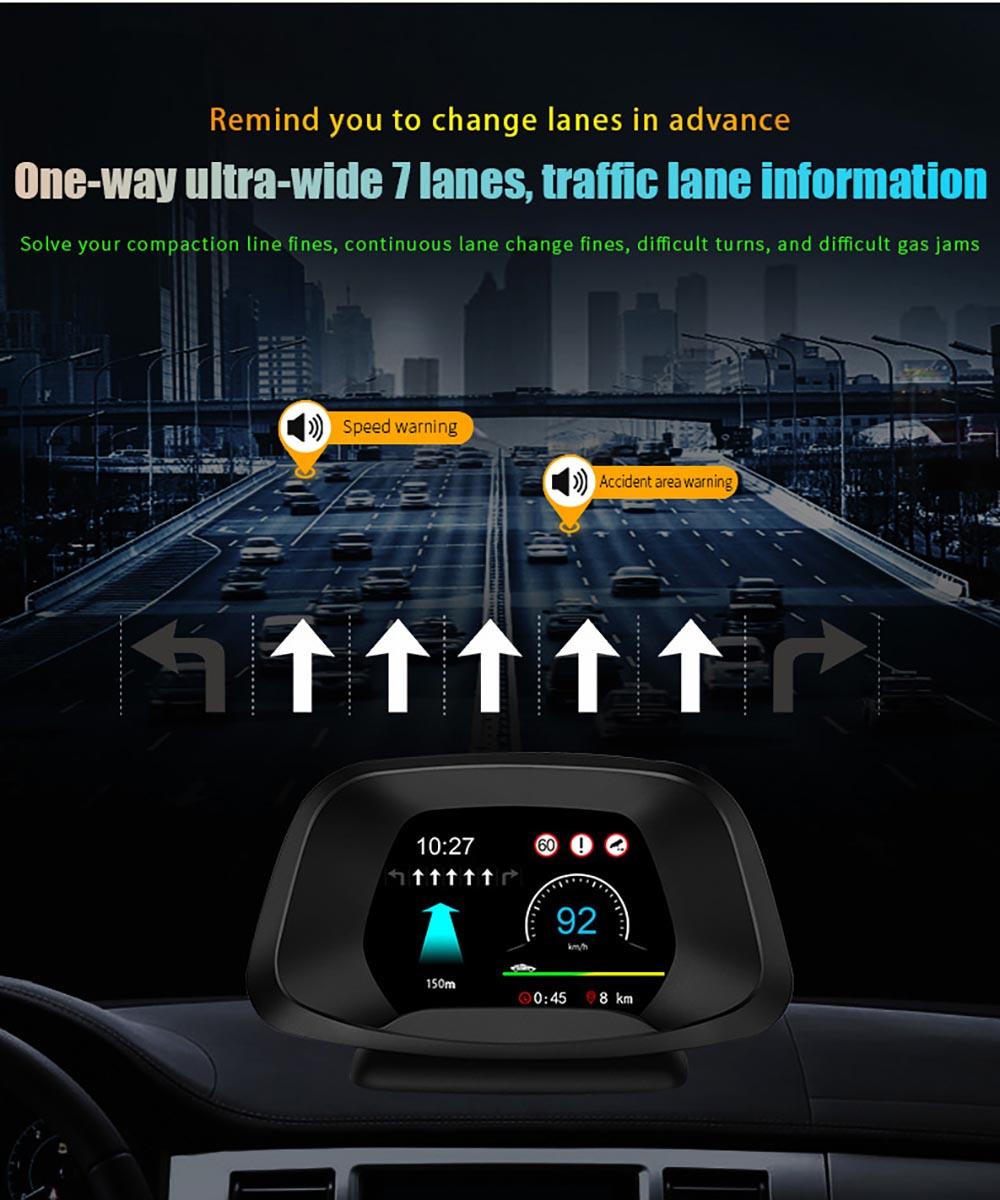 Automobile Modification OBD2 Diagnostic Tools Faulty Code Clear Over-speed Alarm Car HUD Head Up Display with Live Navigation