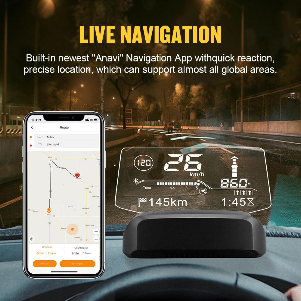 Autool X500 OLED Screen 2IN1 Car HUD GPS Navigation OBD OBD2 Scanner On-board Computer Bluetooth Live GPS Speedometer Windshield