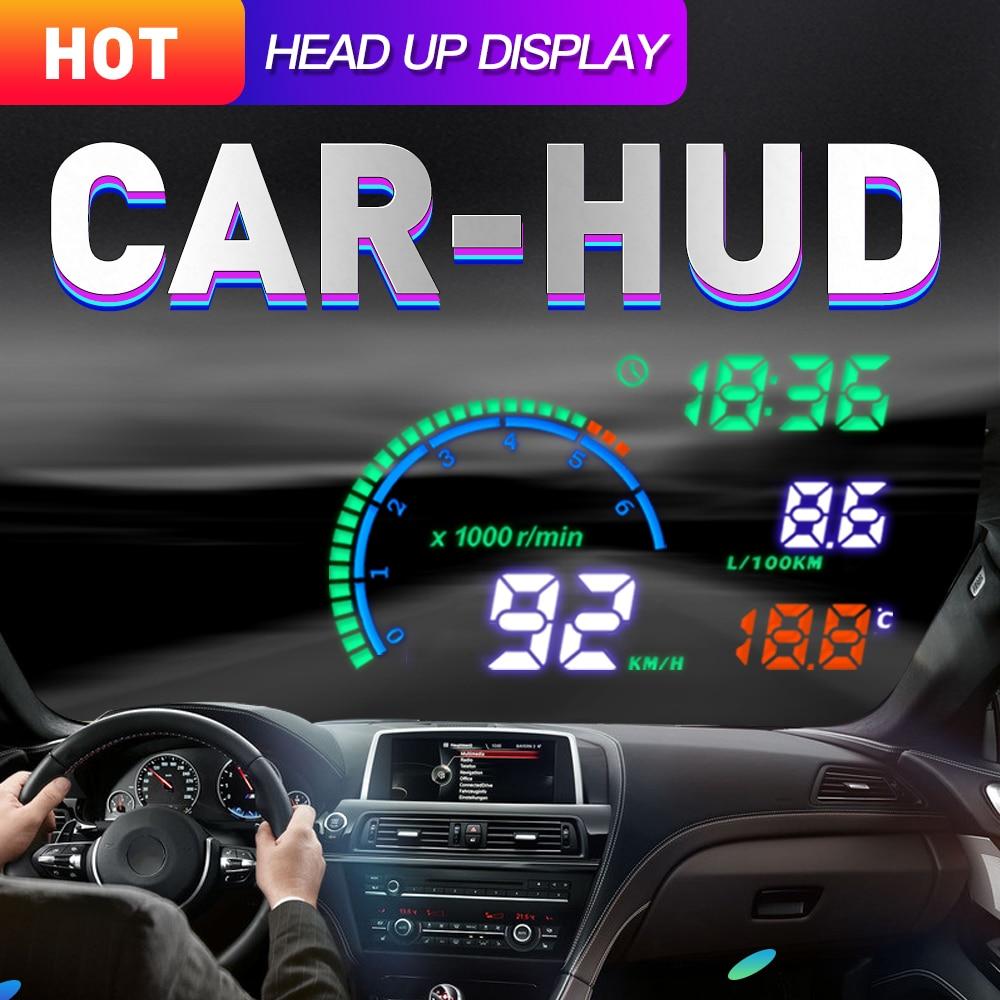 Color I9 5.5 Inch Hud Car Heads-Up Display Led Windshield Speed Projector Obd2 Scanner Speed Warning Fuel Consumption Data