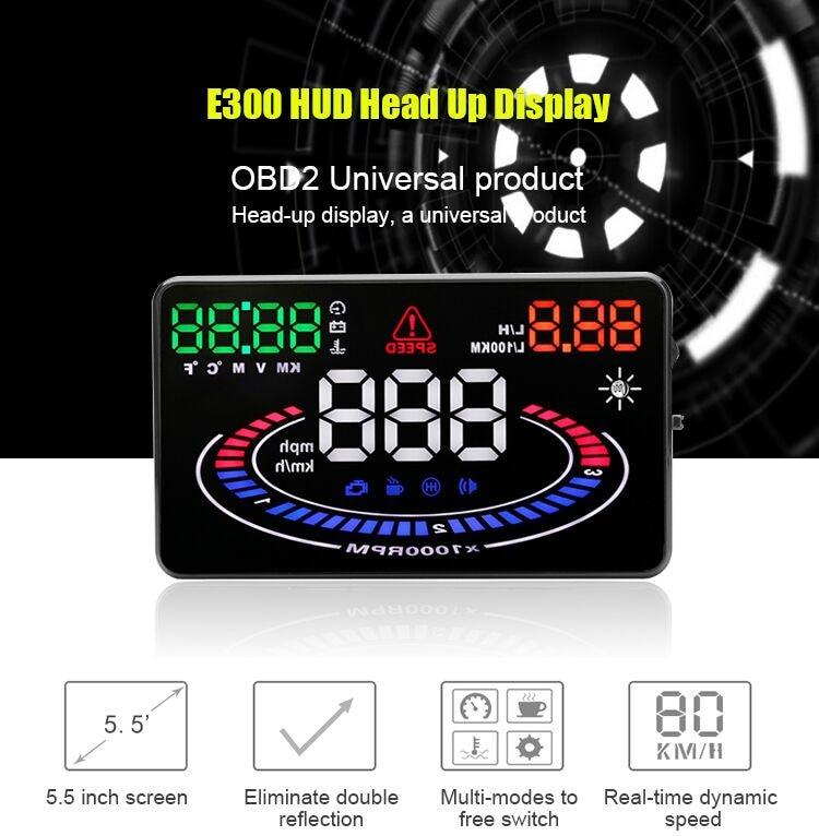 GEYIRE E300 HUD OBD2 Head Up Display Car velocidad proyector OBD UE MPH KM/H Digital Coche velocimetro enel parabrisas Proyector