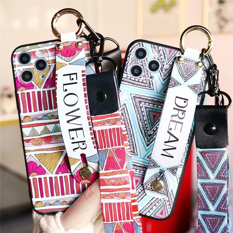 Wrist Strap Phone Case for iPhone SE 2020 11 Pro XS Max X XR Soft TPU Cover For iPhone 7 8 6 6S Plus 5 Luxury Neck Lanyard Cases