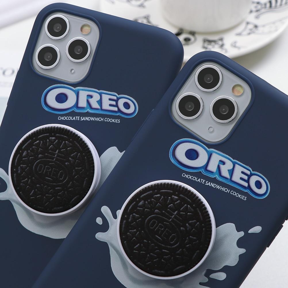 New Oreo Milk Biscuit Phone Cover for iPhone SE 2020 7 8 6 6s Plus 5 X XR XS For iPhone 11 Pro Max Fold Finger Grip Holder Case