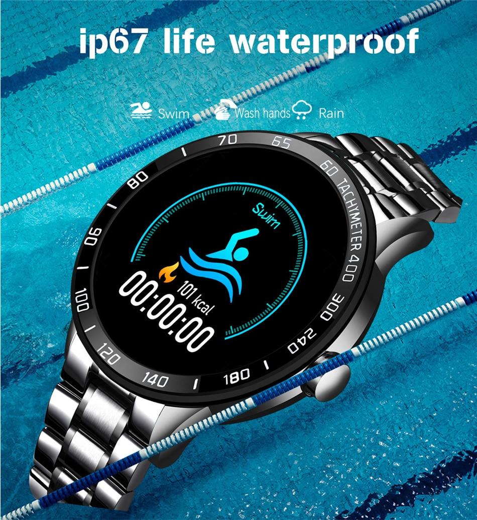 LIGE Steel Band Smart Watch Men Heart Rate Blood Pressure Monitor Sport Multifunction Mode Fitness Tracker Waterproof Smartwatch