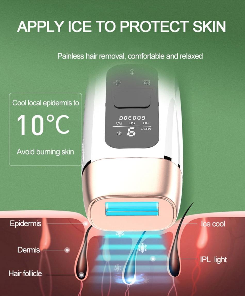 Osenyuan 4in1 Icecool IPL Epilator Laser Hair Removal Permanent For Face Body Leg Bikini Electric Depiladora Laser Epilator