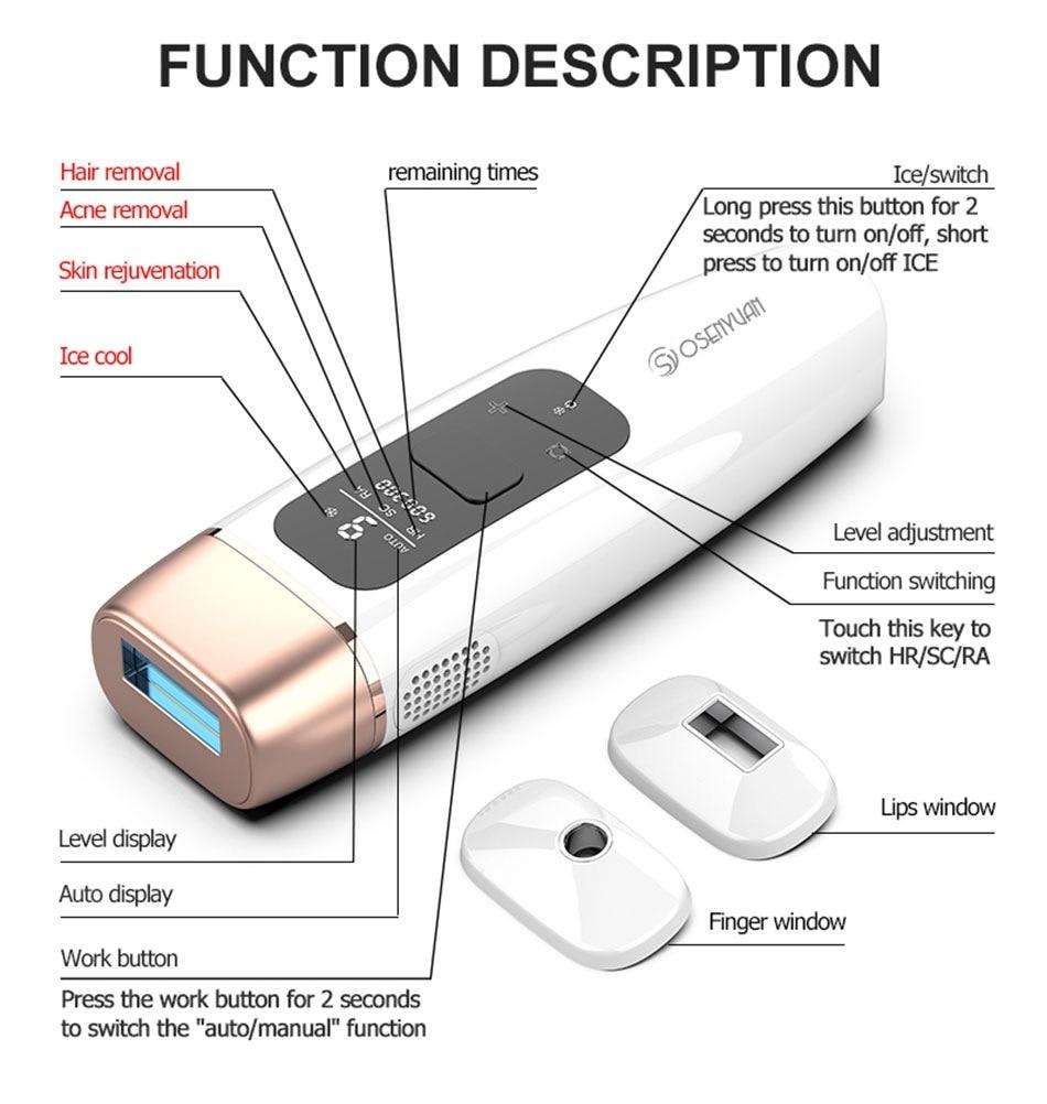 Osenyuan 4in1 Icecool IPL Epilator Laser Hair Removal Permanent For Face Body Leg Bikini Electric Depiladora Laser Epilator