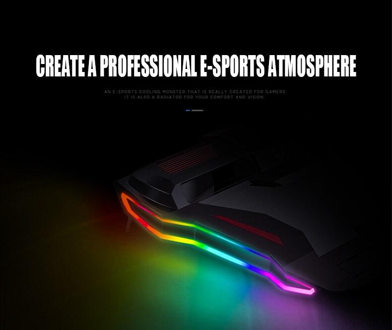 Gaming Laptop Cooler TWO Fan Two USB Port Led RGB Lighting Notebook Stand for Laptop 12-17 inch base para Laptop Cooling Pad