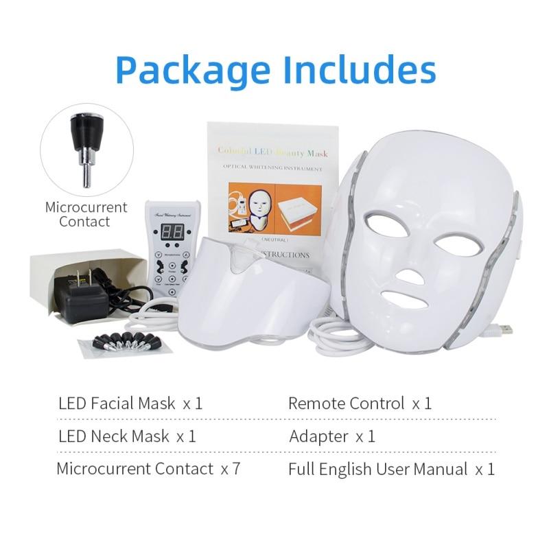 Face Mask 7 Colors Led Facial Mask Led Photon Therapy  Machine Light Therapy Acne Mask Neck Led Mask