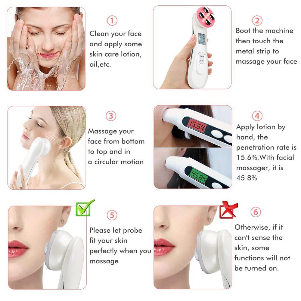 5in1 RF&EMS Radio Mesotherapy Electroporation Face Beauty Pen Radio Frequency LED Photon Face Skin Rejuvenation Remover Wrinkle