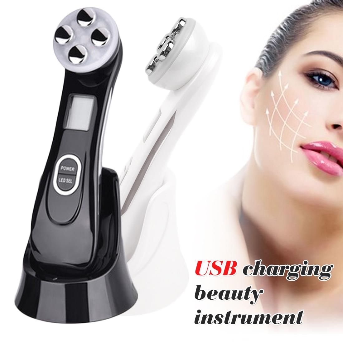 Face Skin EMS Mesotherapy Electroporation RF Radio Frequency LED Photon Face Skin Rejuvenation Remover Wrinkle With Gel