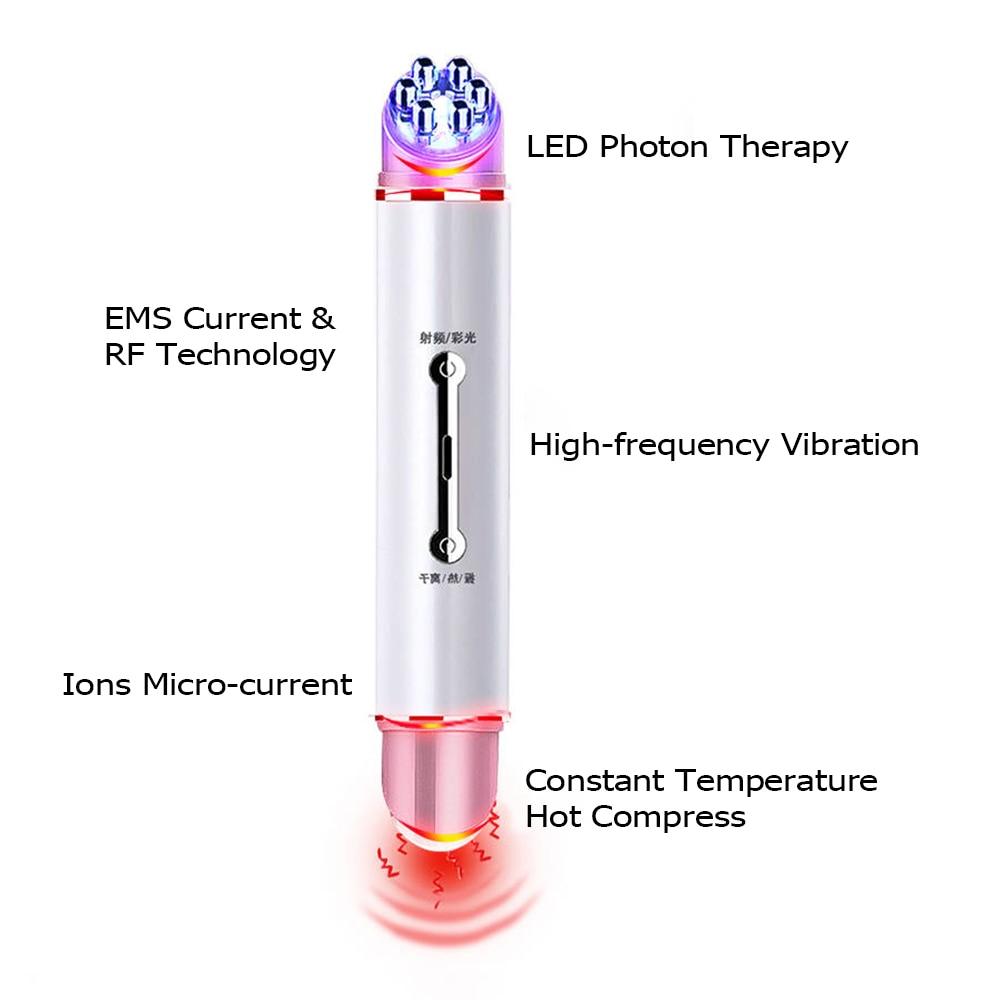 RF&EMS Electroporation Eye Care Pen Mesotherapy Anti Aging Eye Fatigue Relieve Radio Frequency Ionic Heating LED Photon Eyes Pen