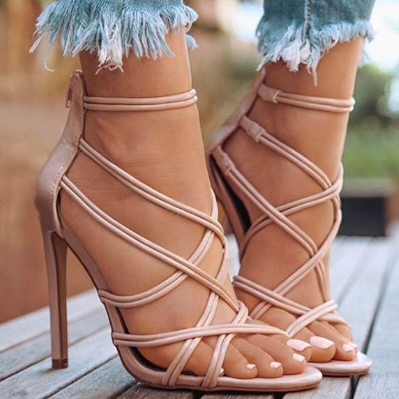 Platform Sandals Summer Dress Shoes Women High Heel Thin Ankle Strap Ladies Wedding Gladiator Sandals chaussures femme ete 2020