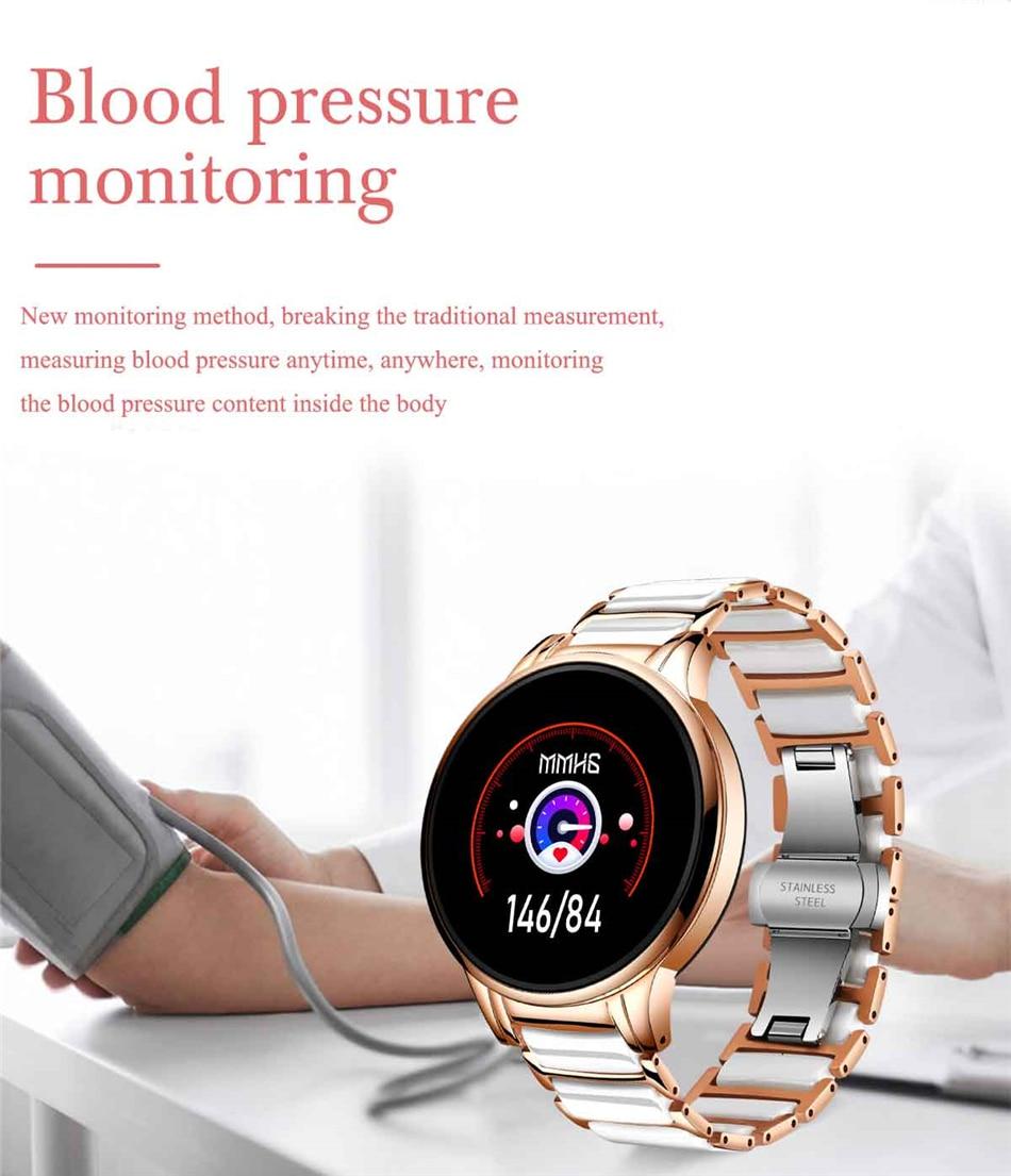 LIGE New Ceramic Smart Watch Women Heart Rate Blood Pressure Monitor For Android IOS Sport Multifunctional Steel Belt Smartwatch