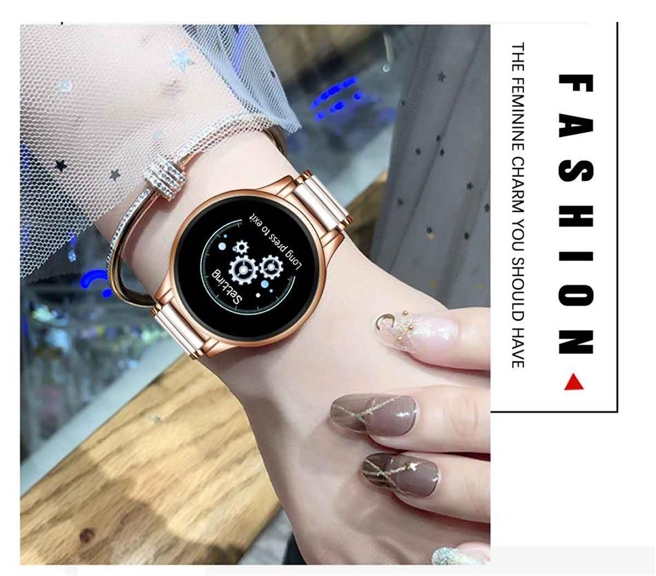 LIGE 2020 New Smart Watch Ladies Heart Rate Blood Pressure Information Reminder Sports Waterproof smartwatch Women Ceramic Strap