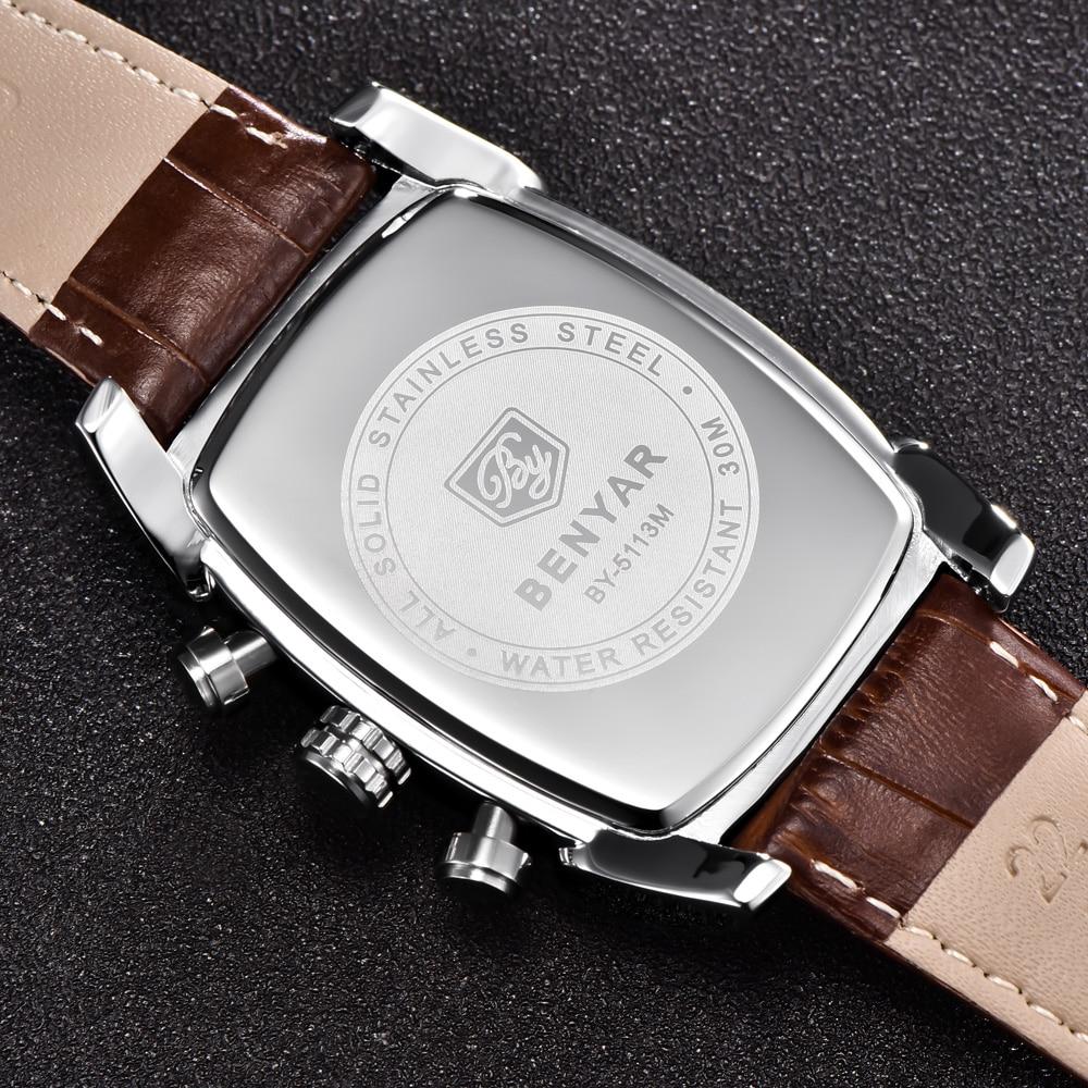 BENYAR Sports Military Men Watches 2019 Top Luxury Brand Man Chronograph Quartz-watch Leather Army Male Clock Relogio Masculino
