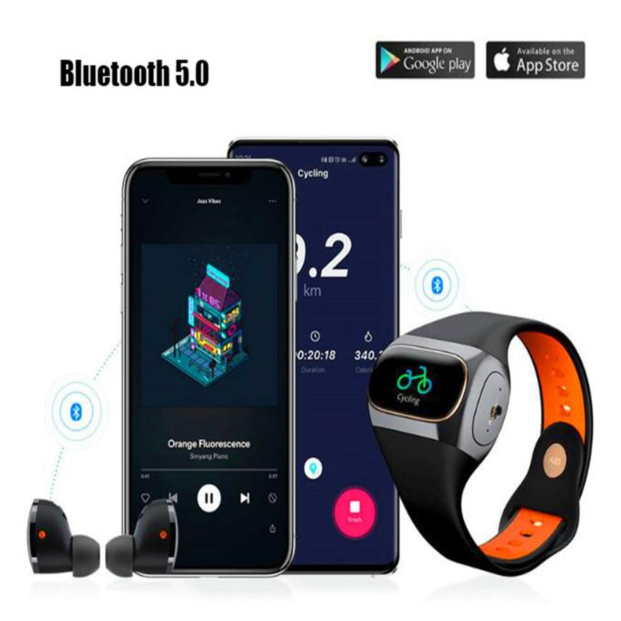 Bluetooth Earphone Smart Watch 2020 Bracelet Smartwatch Fitness Band Tracker Tws Aptx Headset Head Phones True Wireless Earbuds