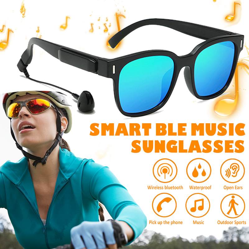 Polarized Smart Sunglasses Wireless Audio 3-In-1 Bluetooth 5.0 Sports Headphone Sunglasses IPX7 Headset Earphone Speakers with Mic