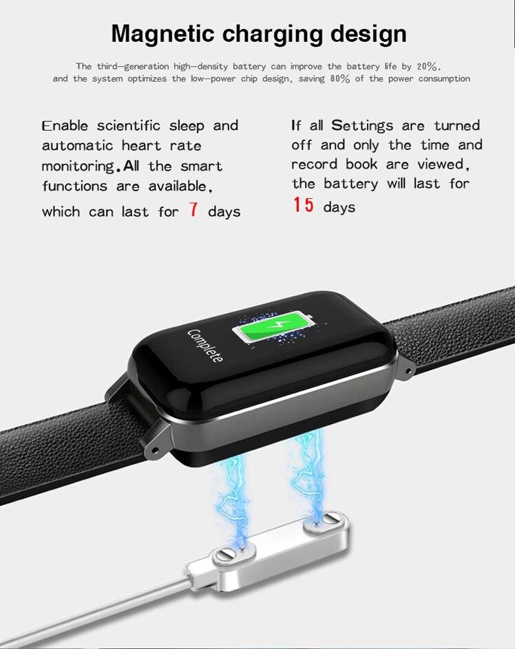 2020 New Smart Watch Bluetooth Earphone Men Women Heart Rate Blood Pressure Monitoring IP67 M1 Smart watch Men for Android IOS