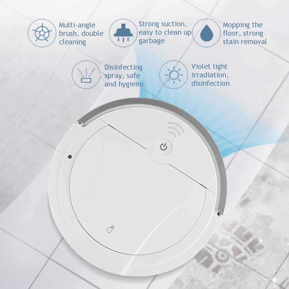 5-in-1 Fully Automatic Multifunctional Smart Robot Vacuum Cleaner USB Charging Sweeping Robot Dry/Wet UV Disinfection Cleaner
