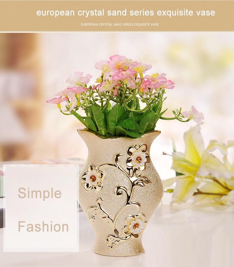 Luxury Morden Gold-plated Ceramic Vase Home Decor Creative Design Porcelain Decorative Flower Vase For Wedding Gift