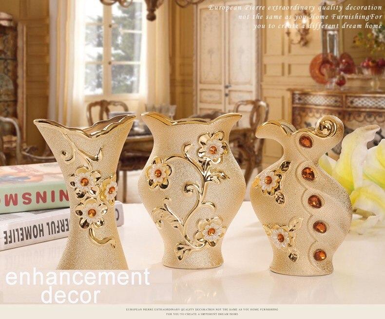 Luxury Morden Gold-plated Ceramic Vase Home Decor Creative Design Porcelain Decorative Flower Vase For Wedding Gift