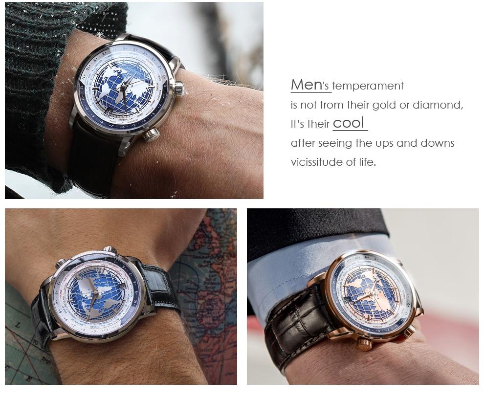 AGELOCER Men Watch Swiss Luxury Brand Worldtime Automatic Mechanical Men's Wirstwatches Sapphire Leather World Time relogio