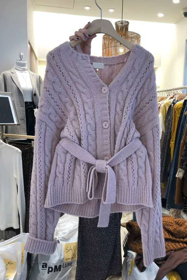 Ladies Korean loose 2020 spring knit cardigan sweater