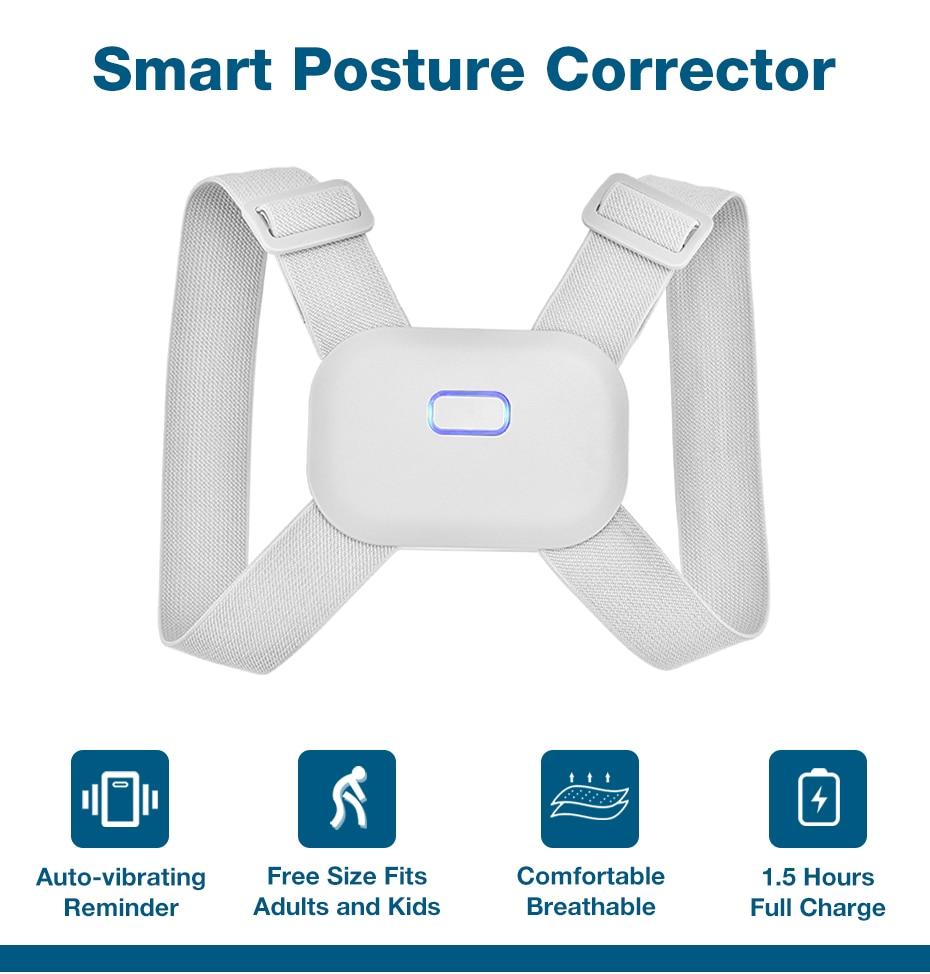 Adjustable Smart Intelligent Posture Corrector Trainer Pain Relief Vibration Reminder Upper Spine Back Brace Clavicle Support