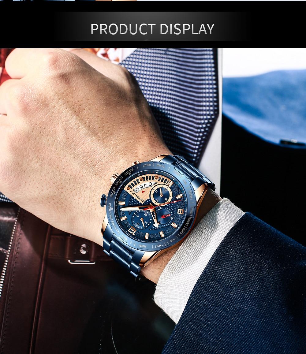 CRRJU 2020 Fashion Stainless Steel Mens Watches Top Brand Luxury Business Luminous Chronograph Quartz Watch Relogio Masculino