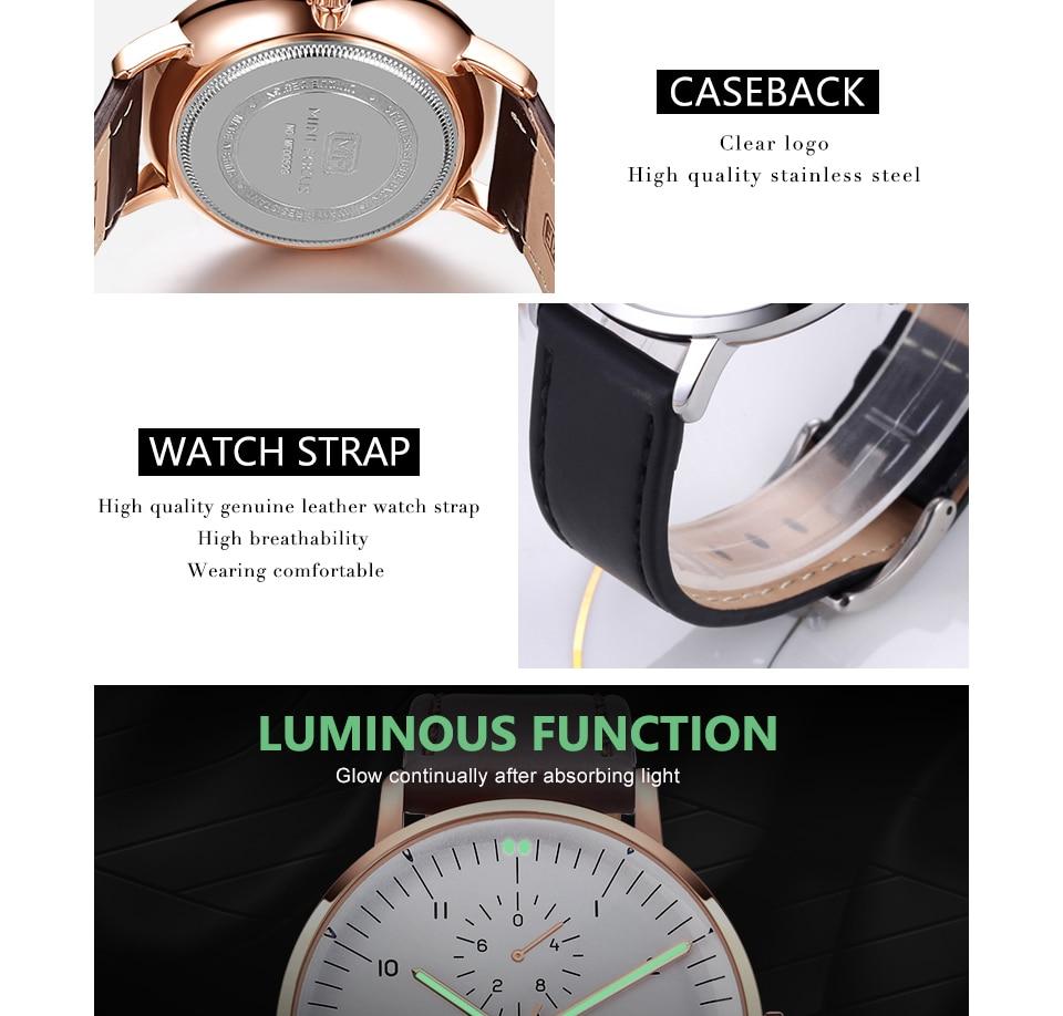 MINIFOCUS Top Brand Luxury Mens Watches Big Dial Rose Gold Fashion Quart Wristwatch Calendar Waterproof Chronograph Male Clock