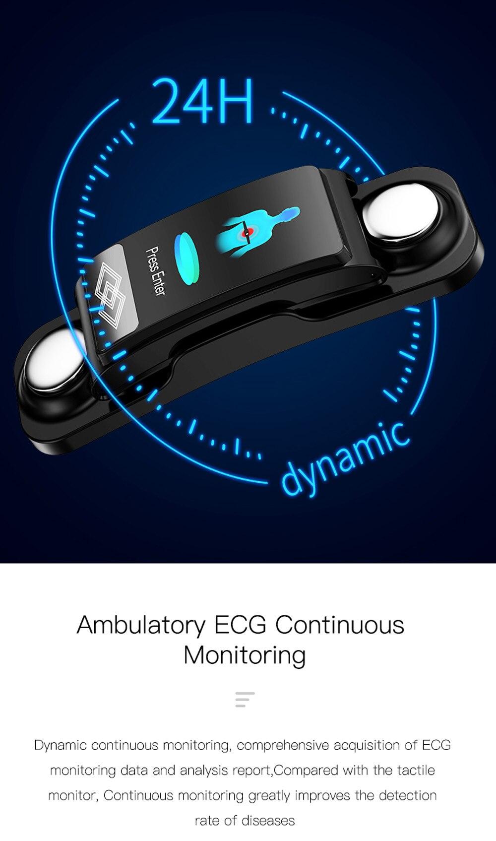 ECG PPG HRV Smart Bracelet Men Hand ECG Text Electrocardiogram Record Heart Rate Smart Band Waterproof Fitness Wristbands