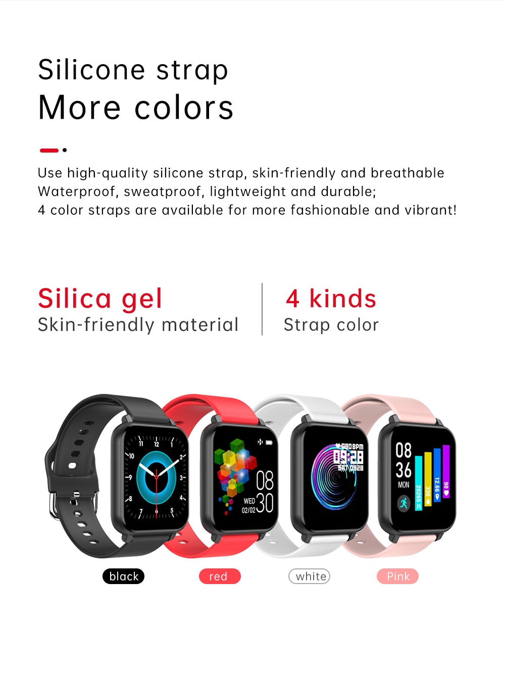 2020 New T82 Smart Watch 1.55 inch Full Touch Screen Sports Fitness Smartwatch Men Women Heart Rate Blood Pressure Watch