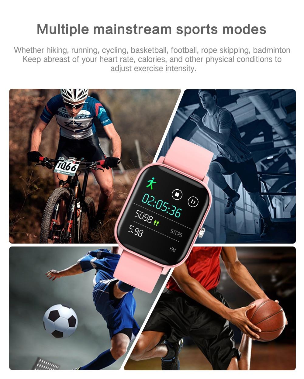 ZKCREATION 1.4 inch Screen Fit Bit P8 Smart Watches Wristband Fitness Bracelet Men Smartwatch Blood Pressure Tracker for Women