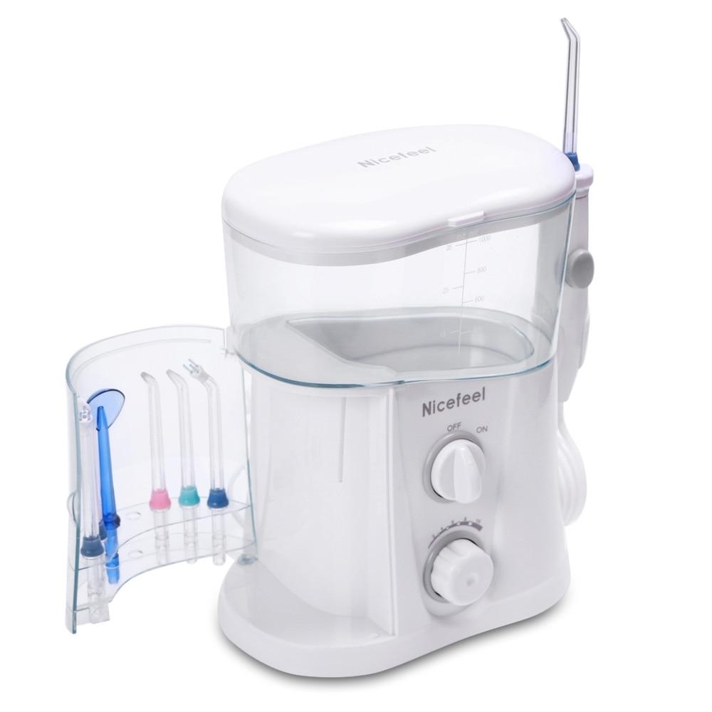 Nicefeel 1000ml Electric Oral Irrigator Teeth Cleaner Care Dental Flosser SPA Water Flosser + 7 Pcs Jet Tips
