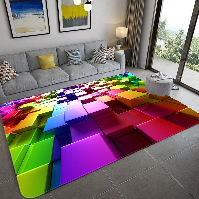 3D Shaggy Fluffy Anti-Skid Area Floor Mat 3D Rug Non-slip Mat Dining Room Living Room Soft Child Bedroom Mat Carpet Home Decor