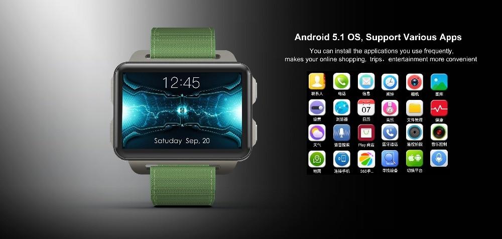 Torntisc DM99 Android Smart Watch Phone 1GB 16GB 1200 Mah Battery 130W Camera GPS WiFi SIM MP4 3G Smartwatch like LEM4 PRO clock