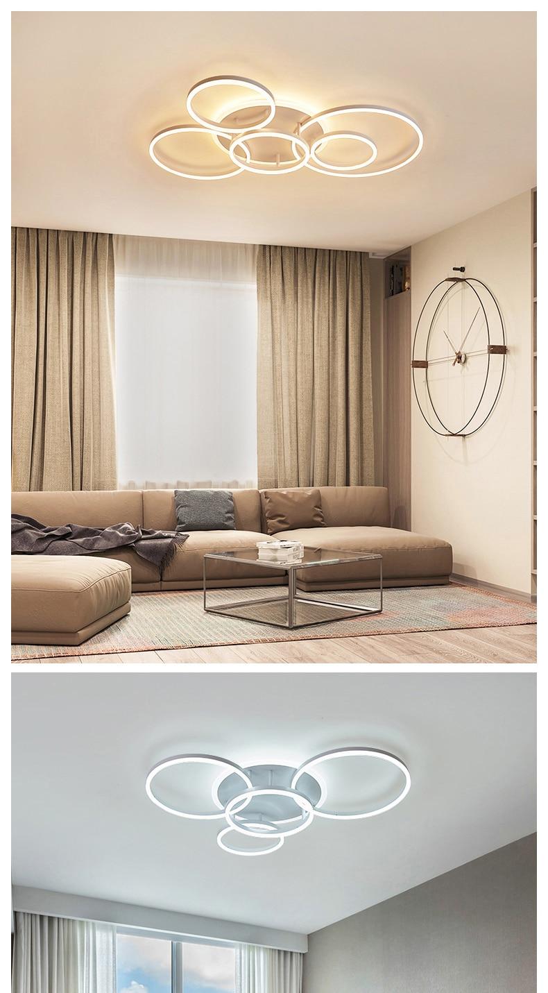 Modern Led Circle Rings Ceiling Lights For living Room Bedroom Study Room Ceiling Lamp White/Brown/Black/Gold Color 90-260V