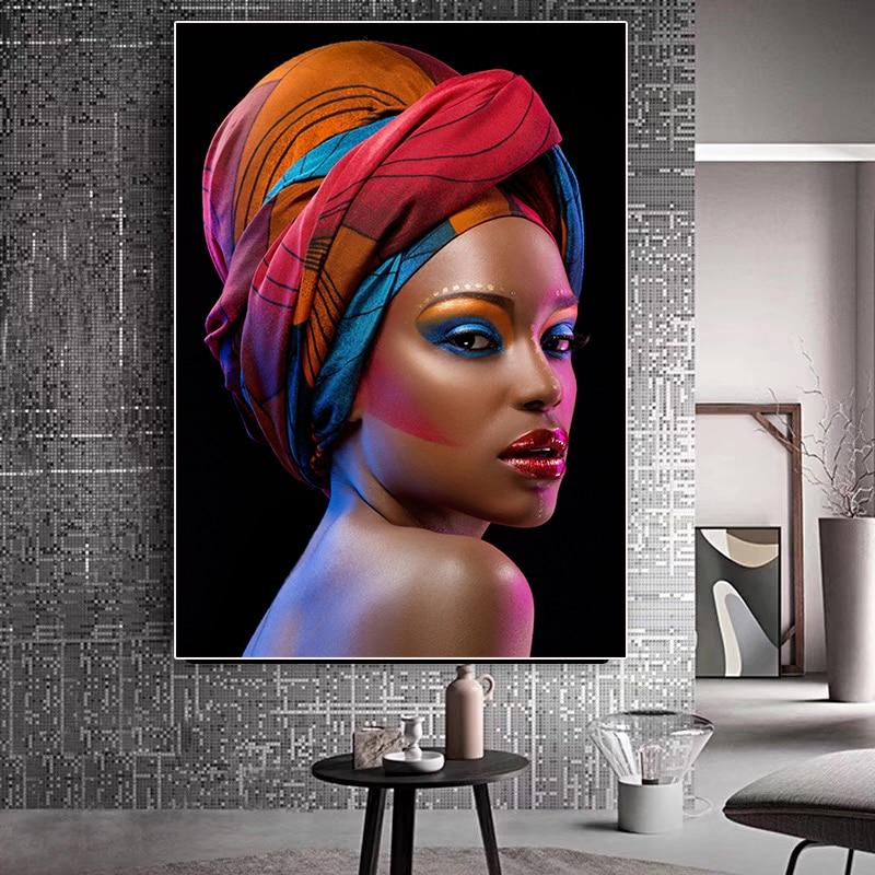 Canvas Painting Sexy Black Nude African Woman Lips and Nails  Posters and Prints Wall Art Picture for Living Room