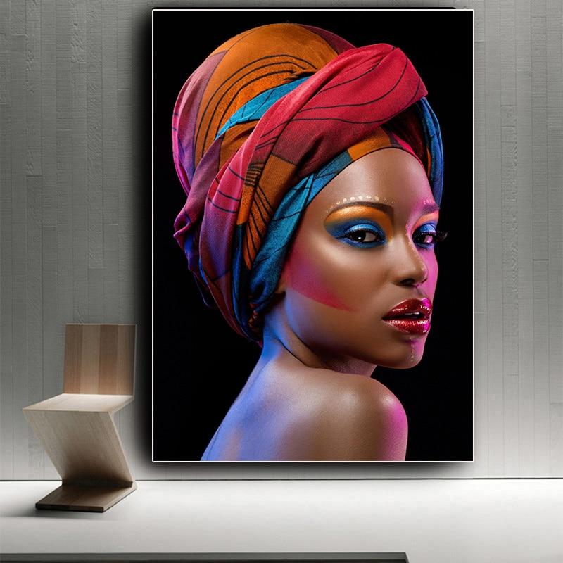 Canvas Painting Sexy Black Nude African Woman Lips and Nails  Posters and Prints Wall Art Picture for Living Room