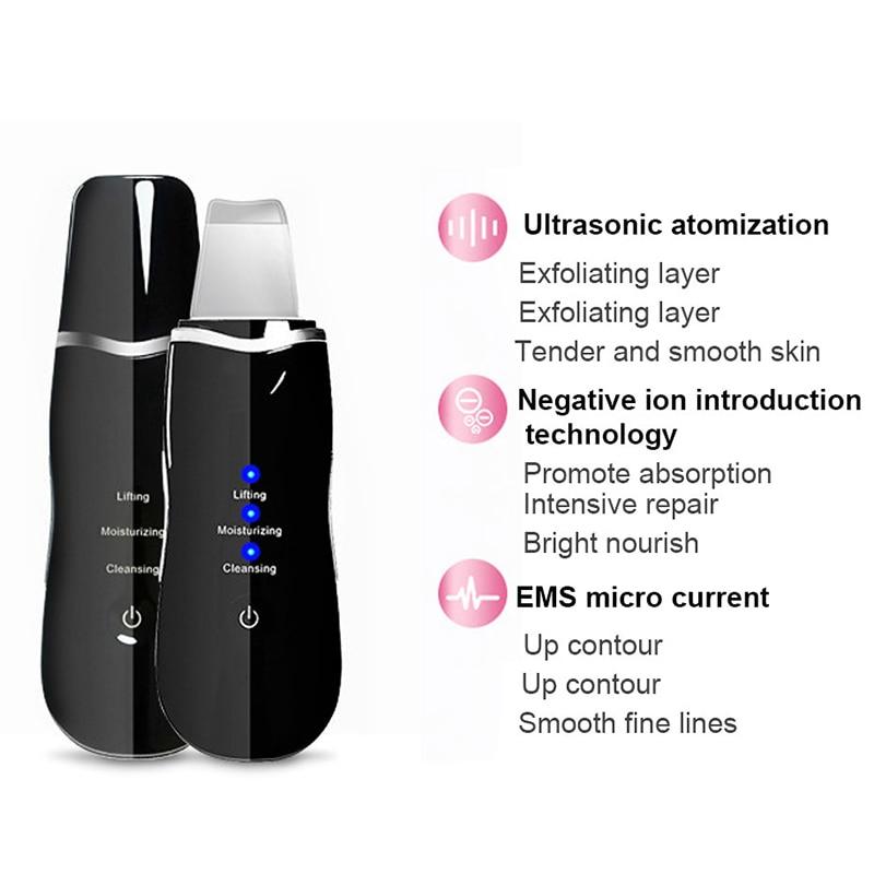 Ultrasonic Skin Scrubber Deep Cleaning Face Scrubber Vibrating Facial Cleansing Skin Spatula Peeling Beauty Instrument Device