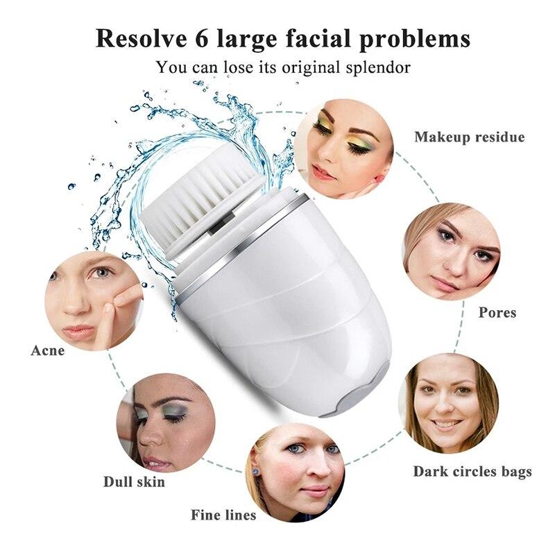 3in1 Facial Cleansing Brush Electric Face Cleansing Brush Exfoliating Blackhead Removal Face Massage 3 Heads Brush Pore Cleanser