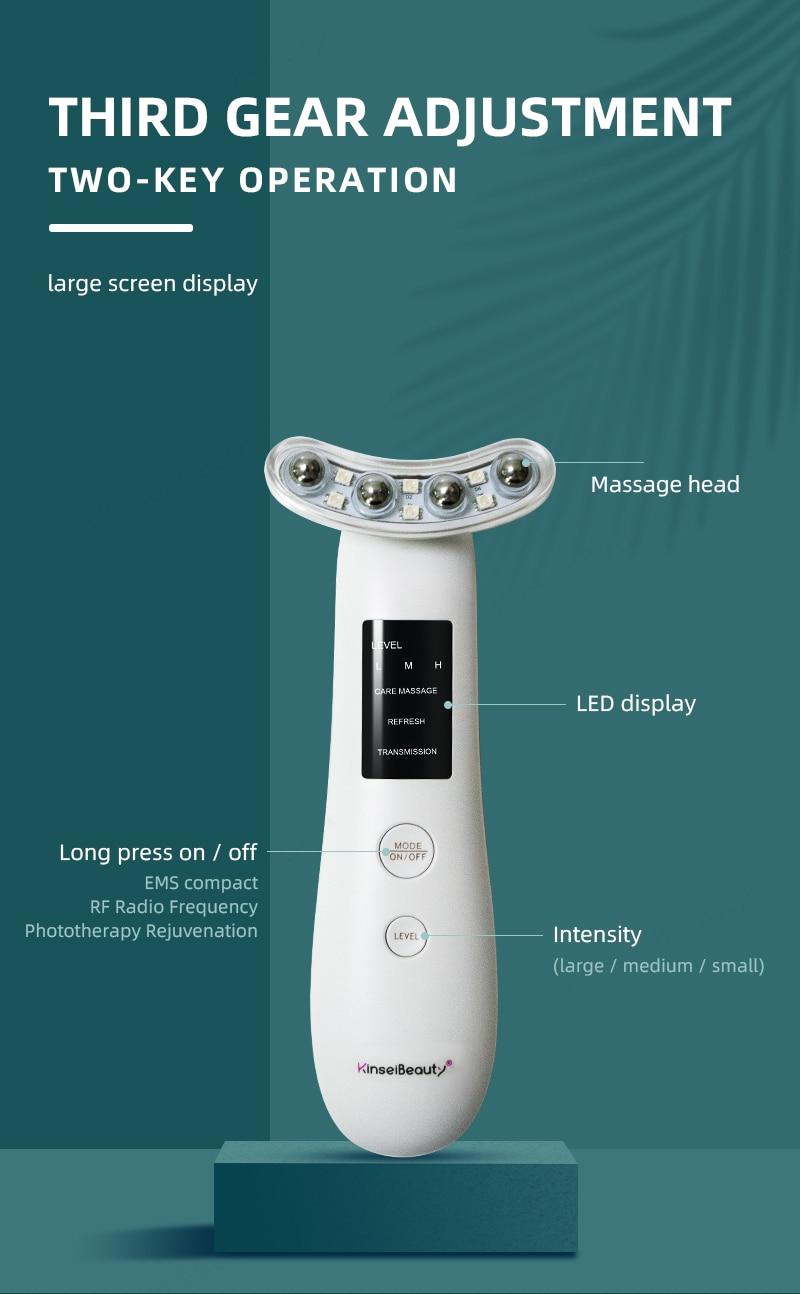 EMS RF Electroporation Microcurrent Neck Face Lifting Massager Skin Tightening LED Therapy Beauty Massage Rejuvenation RF Device