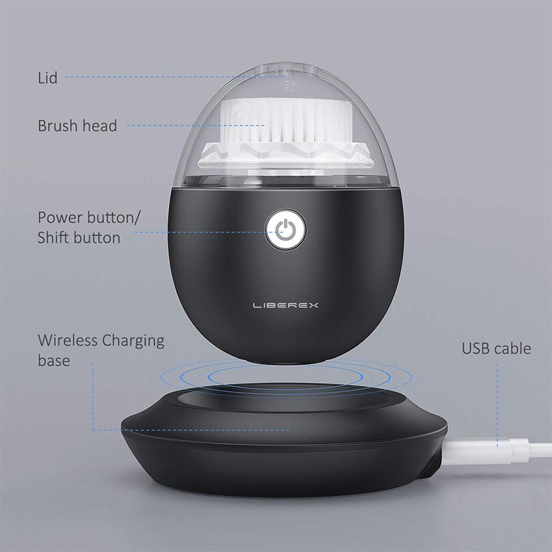 Liberex Black Powered Facial Cleansing Devices 60s Deep Face Cleaning Massager Brush Sonic Portable Special for Men Women