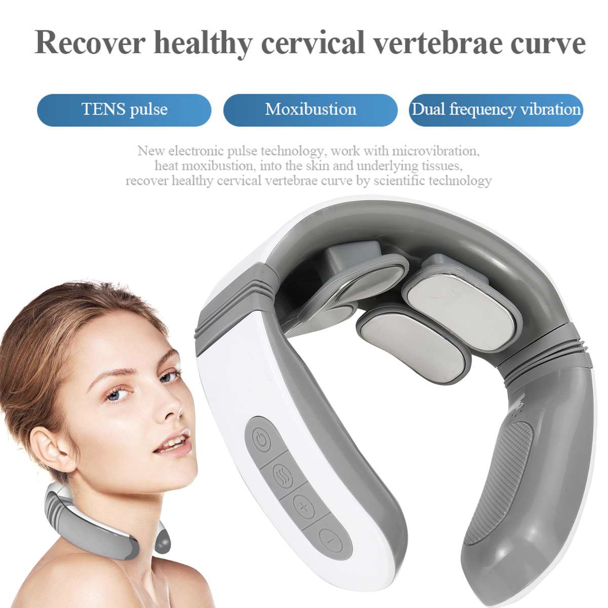 5 Modes 4 Heads Electric Massager Far Infrared Heating Pulse Neck Cervical Spine Massager Analgesic Tool Health Care