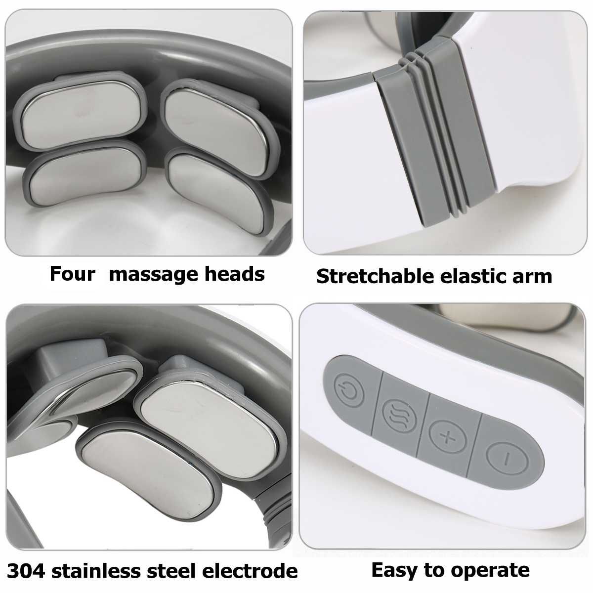 5 Modes 4 Heads Electric Massager Far Infrared Heating Pulse Neck Cervical Spine Massager Analgesic Tool Health Care